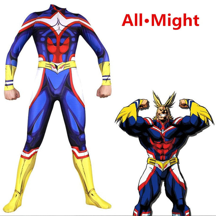 All Might Cosplay Costume Blue Full-Body Hero Suit