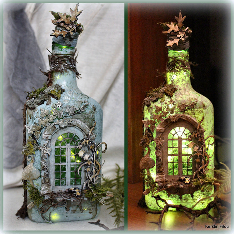 Ghost Castle Bottle Ornament With Enchanting Glow