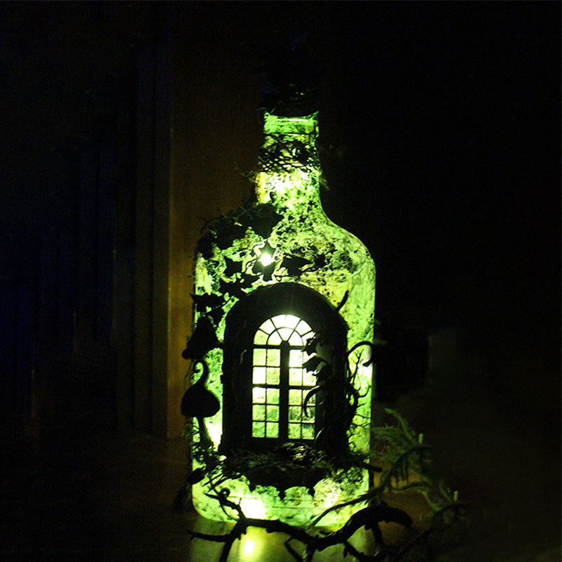 Ghost Castle Bottle Ornament With Enchanting Glow