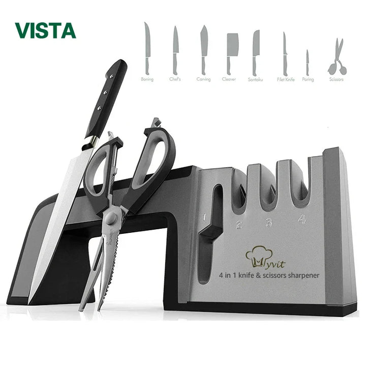 Manual Knife Sharpener 4-in-1 for Knives & Scissors