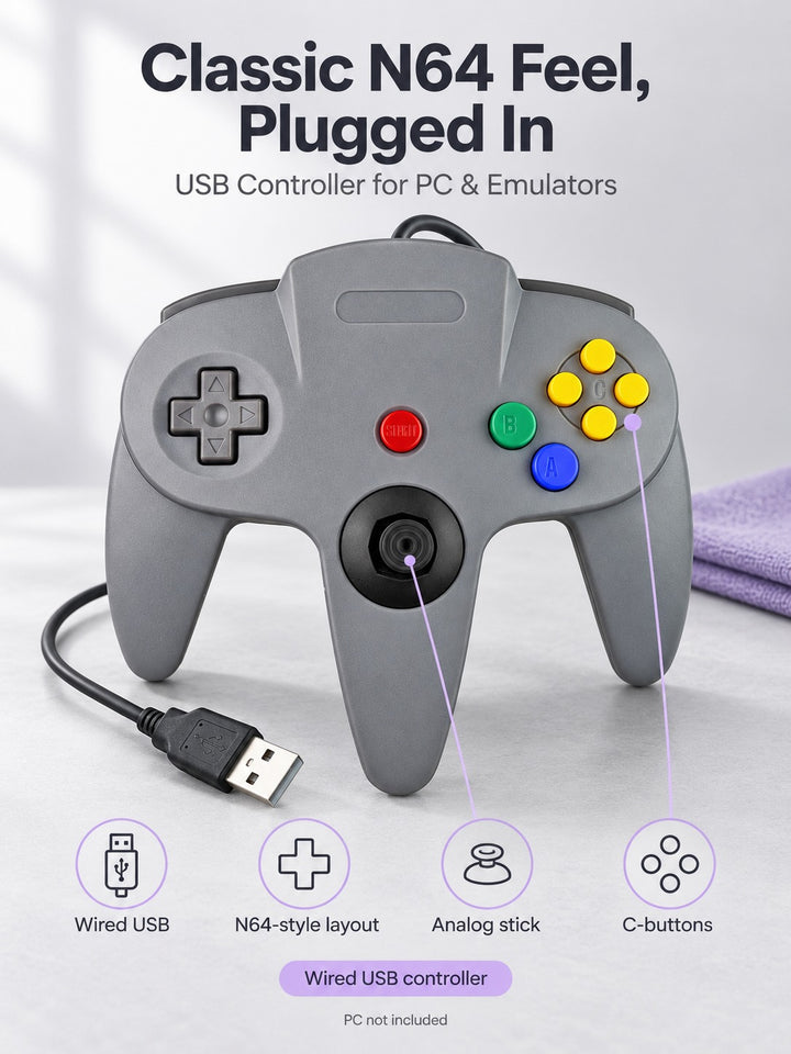 N64-Style Wired USB Controller for PC and Emulators