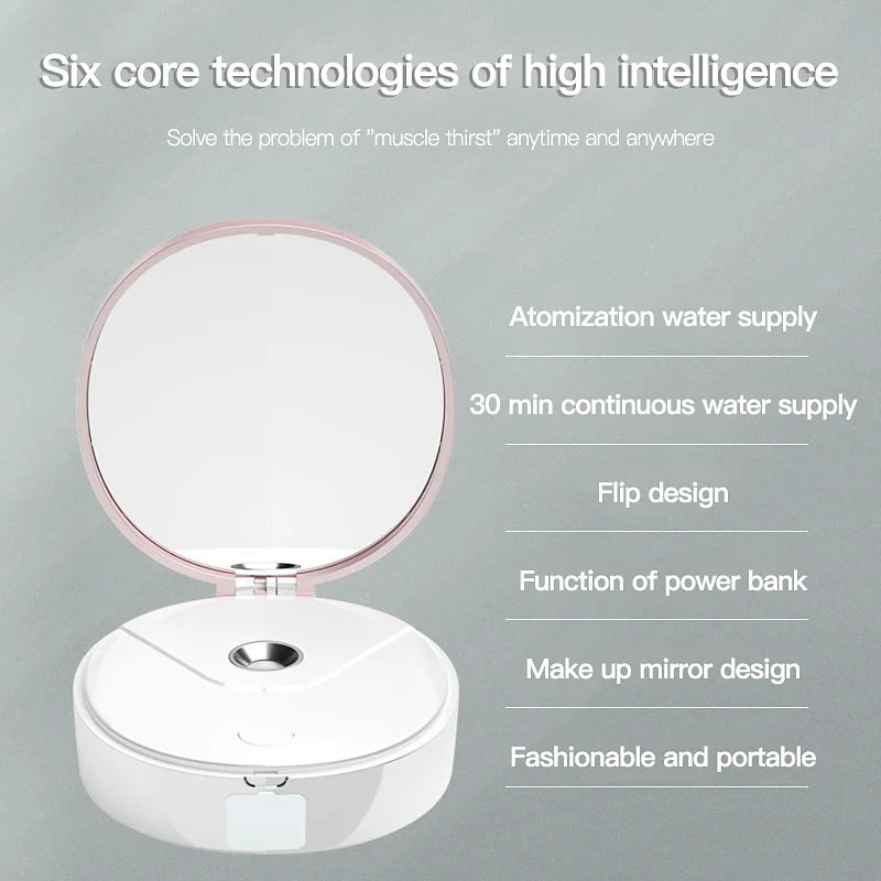 Portable Nano Mist Facial Hydrator with Makeup Mirror