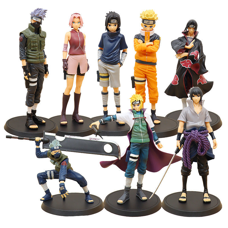 Anime Ninja Figurine Collection for Gaming Shelf Display