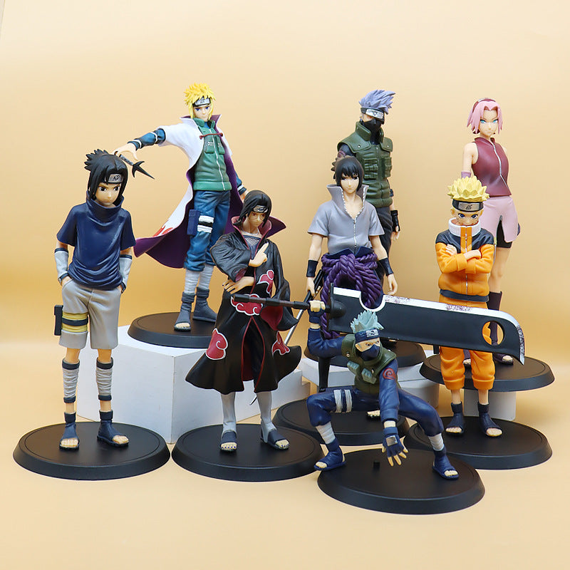 Anime Ninja Figurine Collection for Gaming Shelf Display