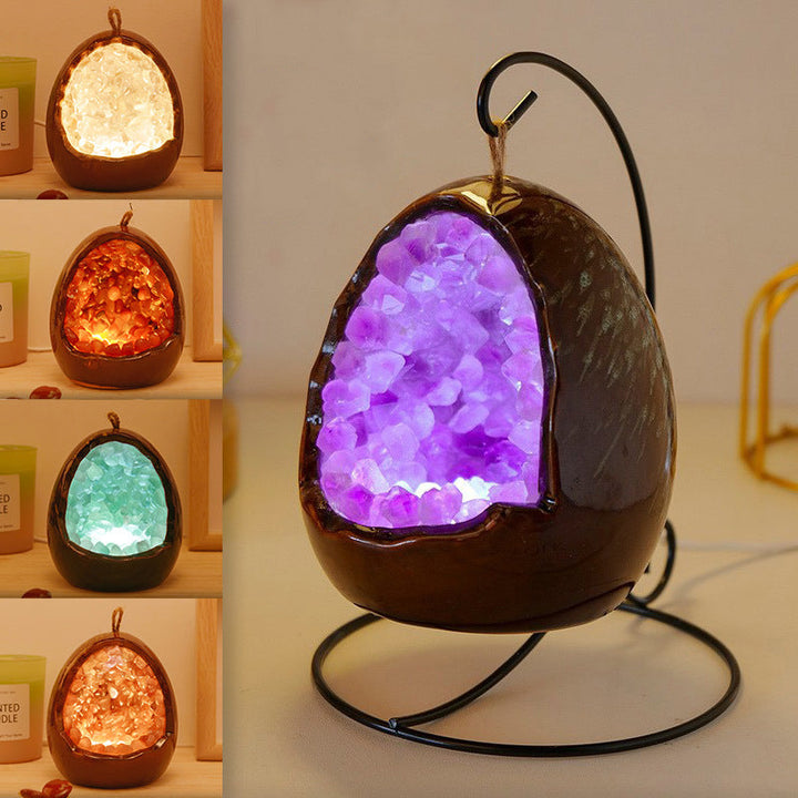 Amethyst Dinosaur Egg Night Light for Bedroom Decor