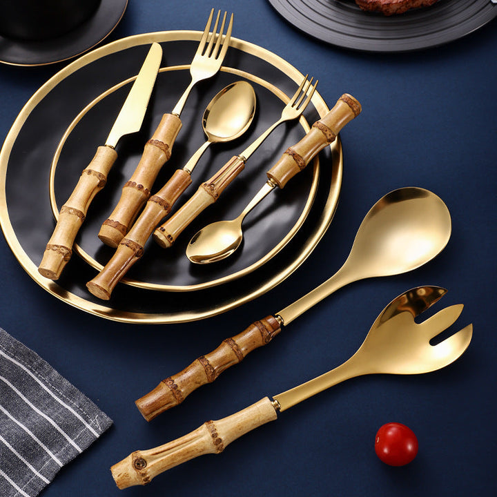 Bamboo Handle Stainless Flatware Set for Everyday Dining