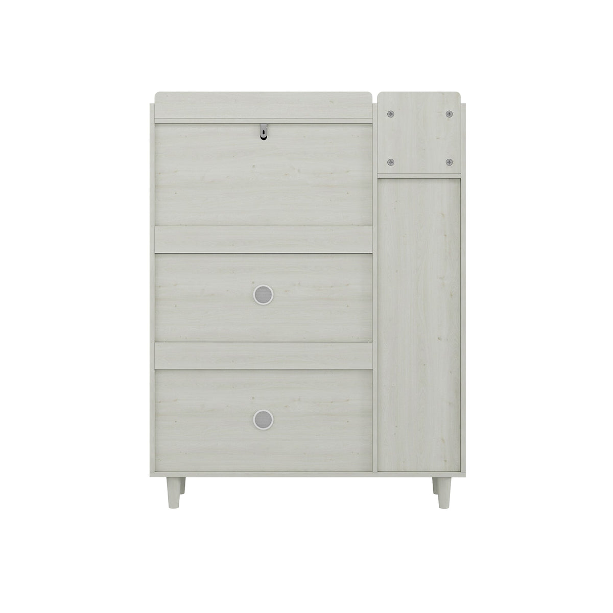 Rattan Shoe Cabinet with Flip Drawers, White Boho