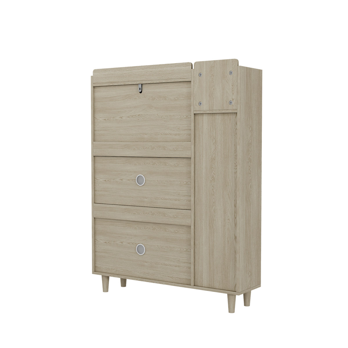 Rattan Flip Drawer Shoe Cabinet for Bohemian Entryways