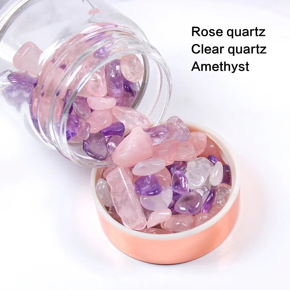 Glass Infuser Water Bottle with Tea Filter and Gemstones