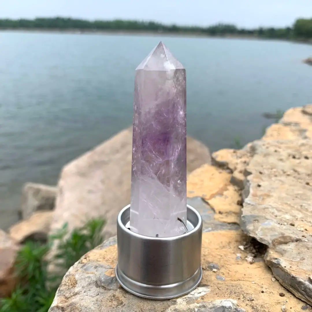 Natural Quartz Crystal Water Bottle Insert for Hydration
