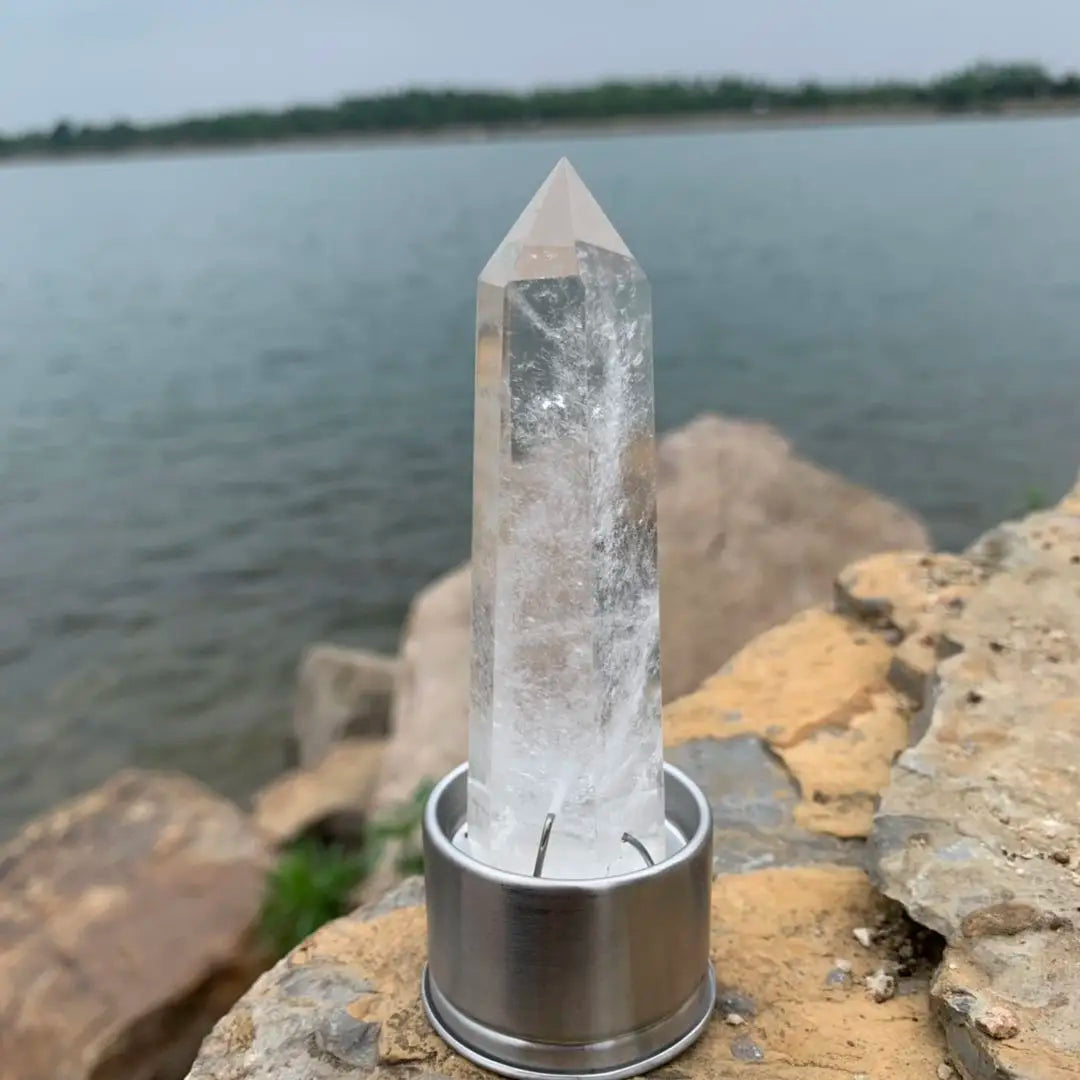 Natural Quartz Crystal Water Bottle Insert for Hydration