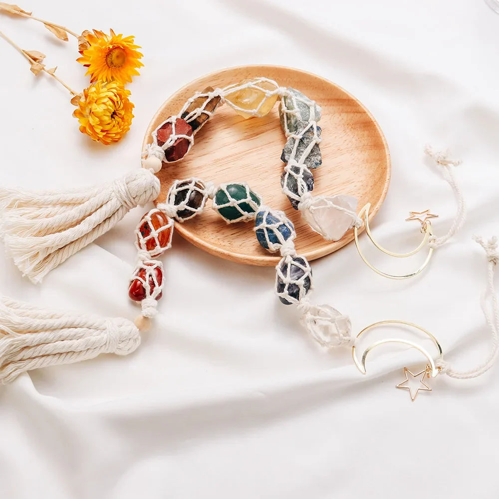 Seven Gemstone Car Pendant for Colorful Boho Decor