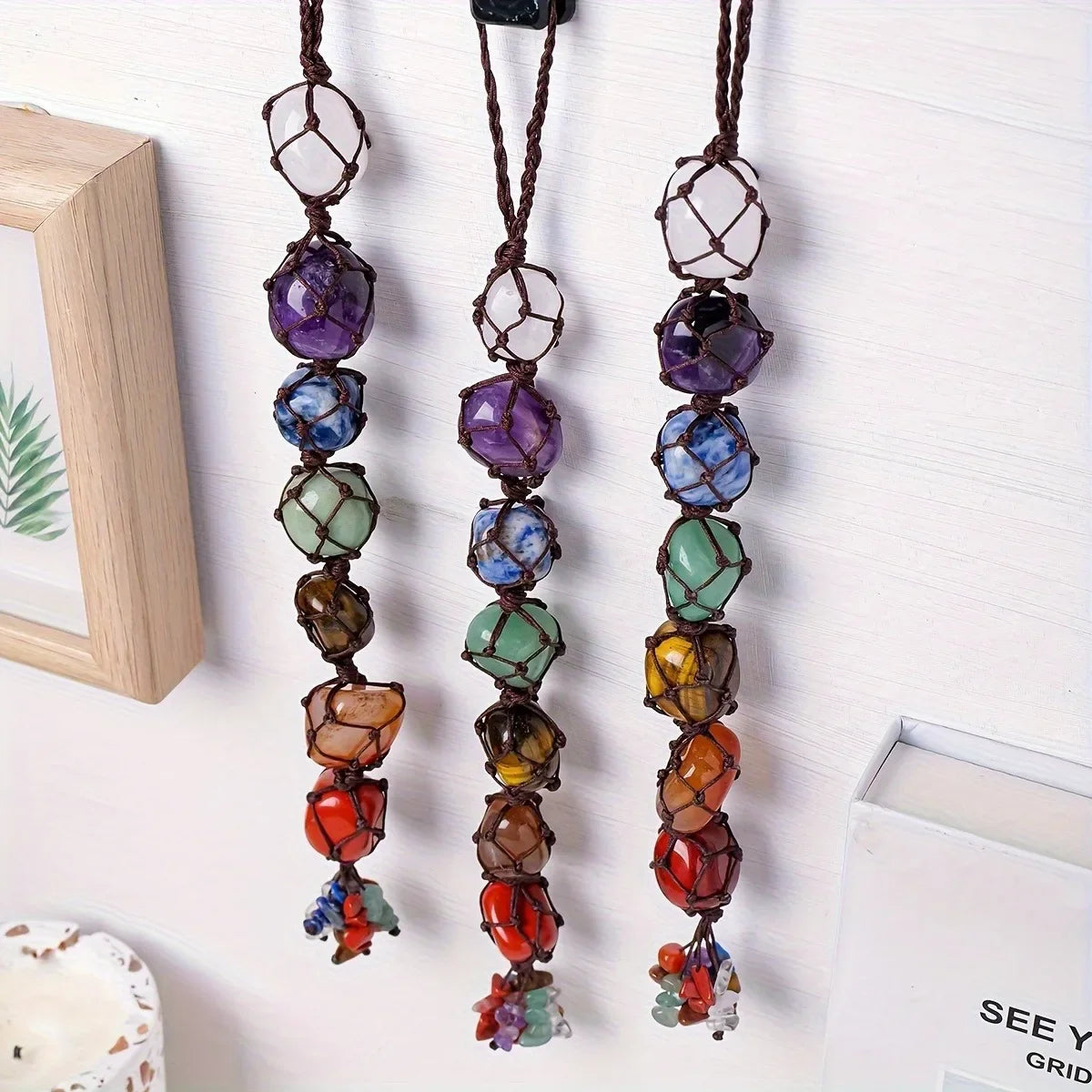 Natural Crystal Car Hanging Ornament, Seven Colors