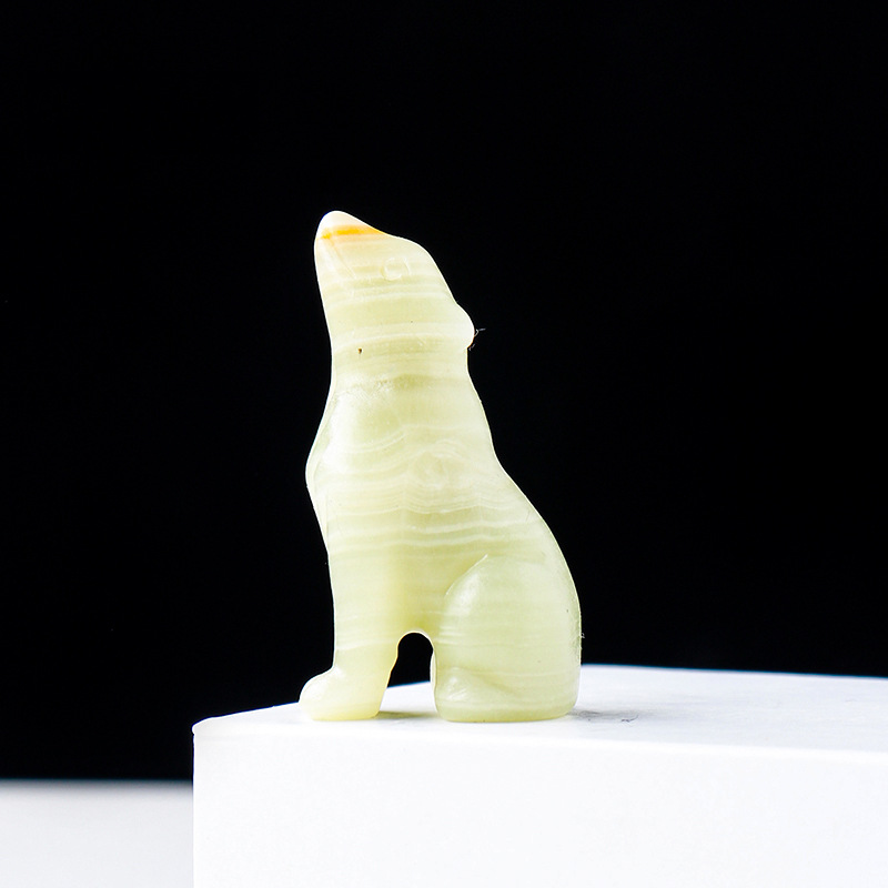 Natural Crystal Wolf Cub Carving for Distinctive Decor