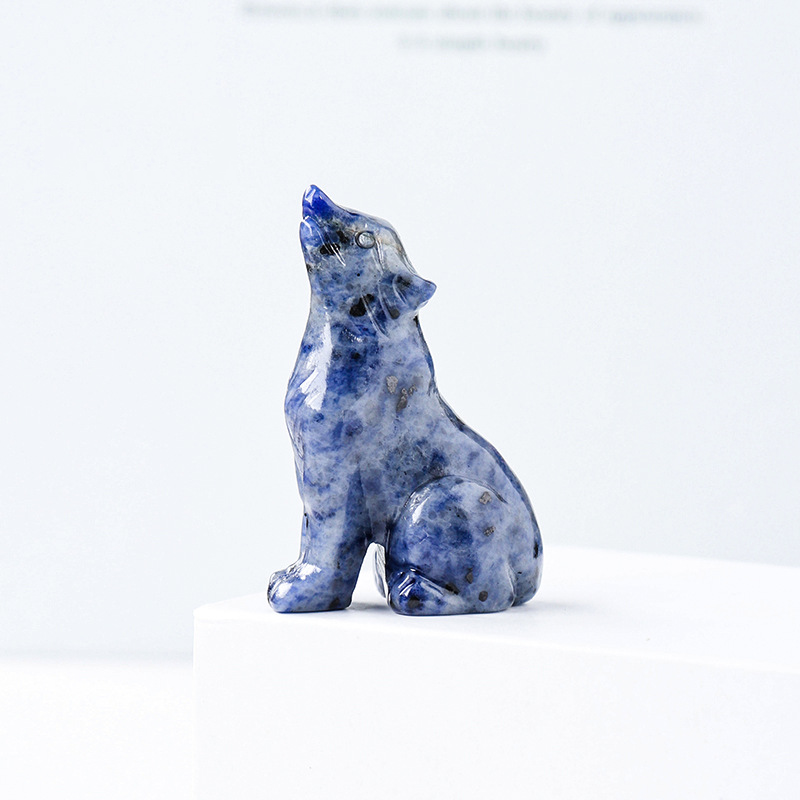 Natural Crystal Wolf Cub Carving for Distinctive Decor