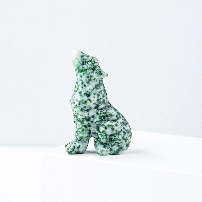 Natural Crystal Wolf Cub Carving for Distinctive Decor