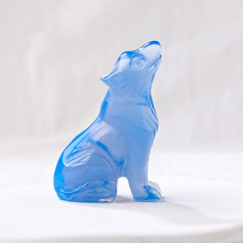 Natural Crystal Wolf Cub Carving for Distinctive Decor