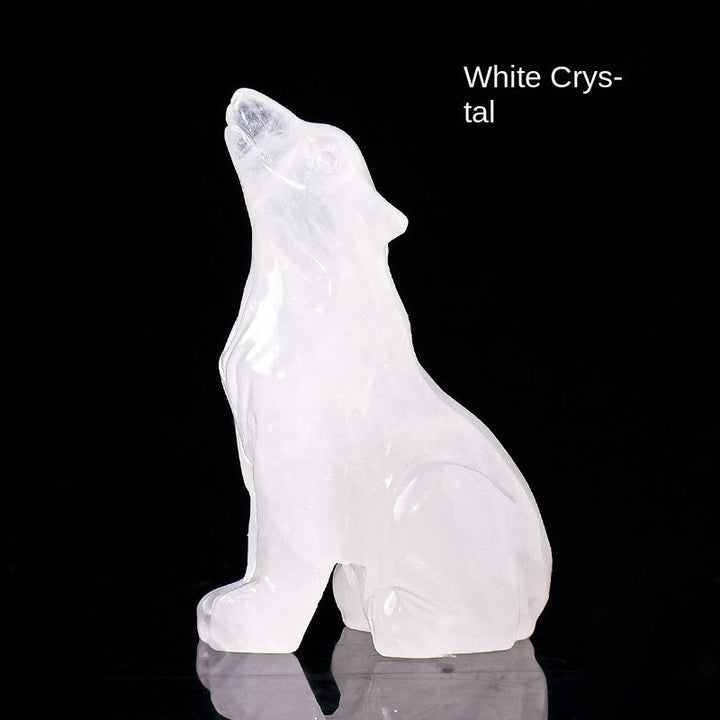 Natural Crystal Wolf Cub Carving for Distinctive Decor