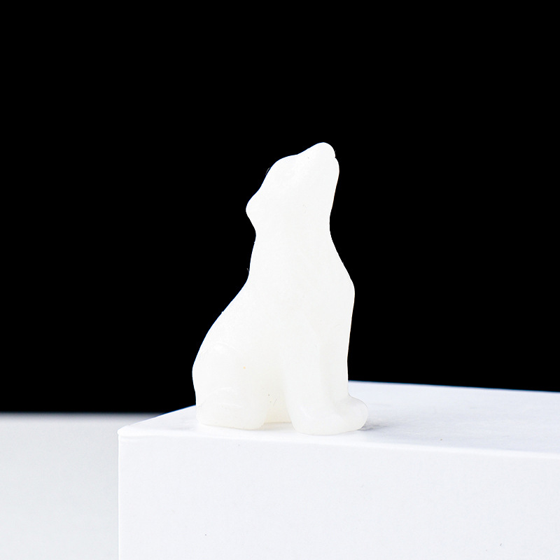 Natural Crystal Wolf Cub Carving for Distinctive Decor