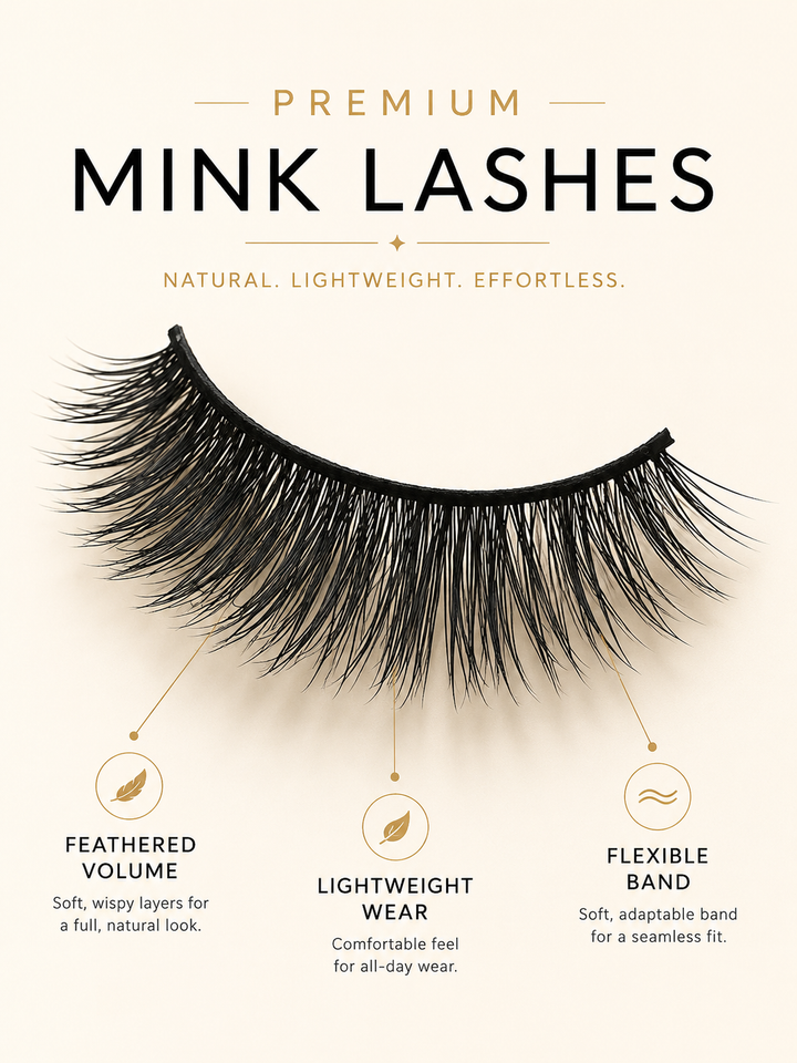 100% Mink False Eyelashes — Natural Lashes, Dramatic Volume