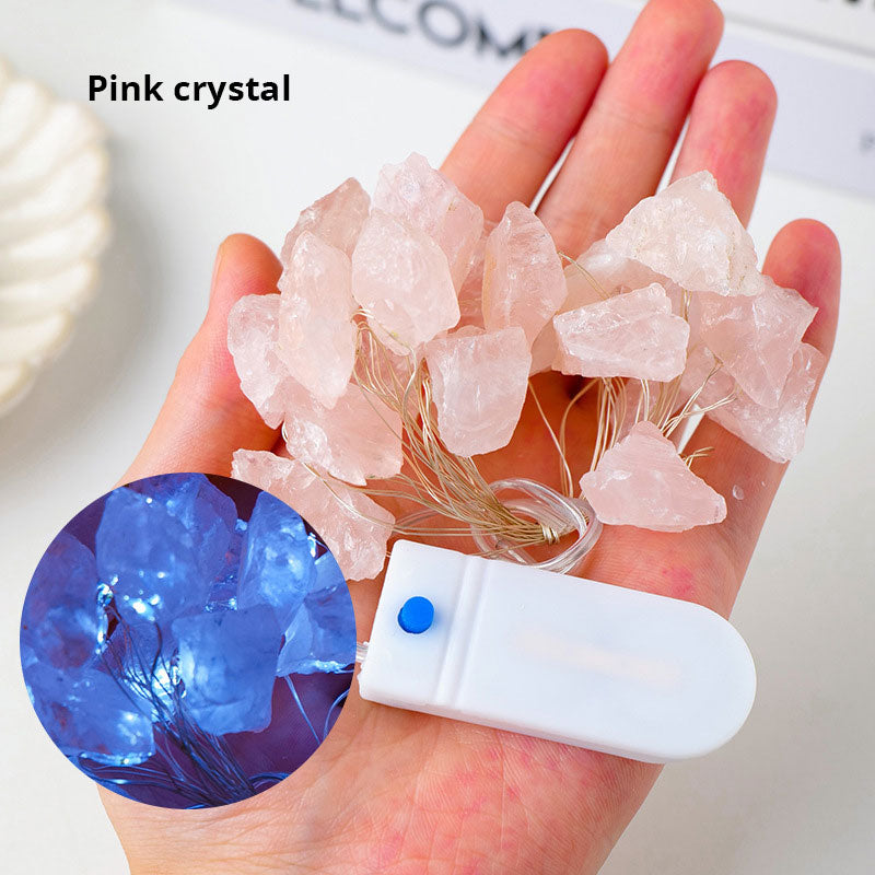 Pink Amethyst Crystal String Lights for Cozy Room Decor