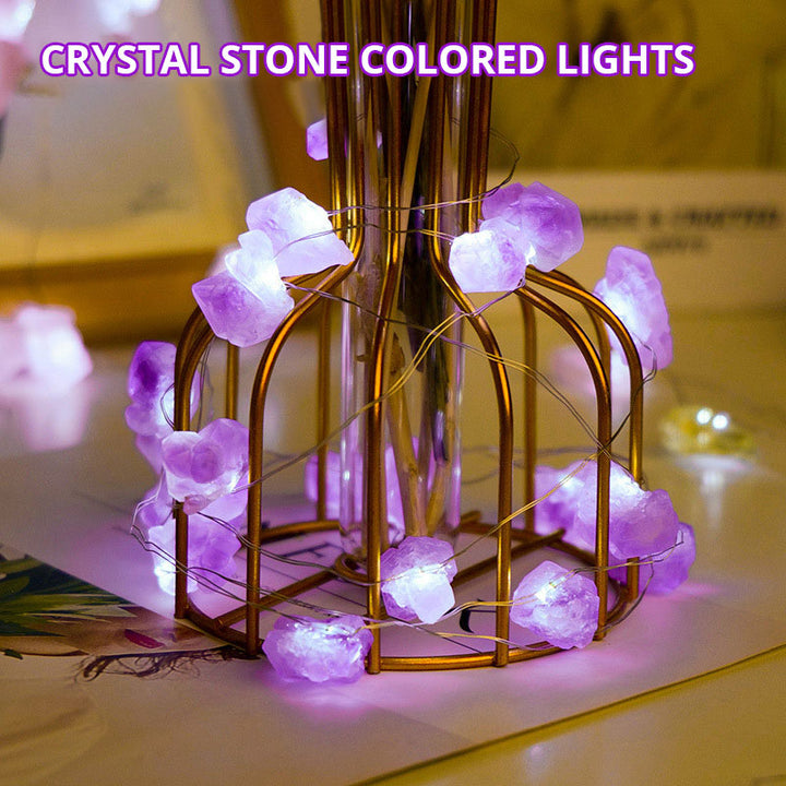 Pink Amethyst Crystal String Lights for Cozy Room Decor