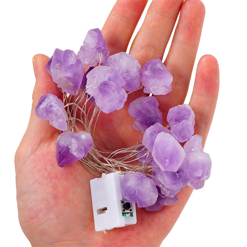 Pink Amethyst Crystal String Lights for Cozy Room Decor