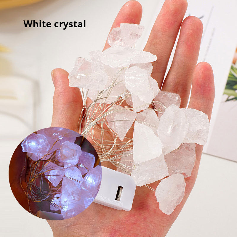 Pink Amethyst Crystal String Lights for Cozy Room Decor