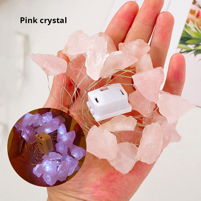 Pink Amethyst Crystal String Lights for Cozy Room Decor