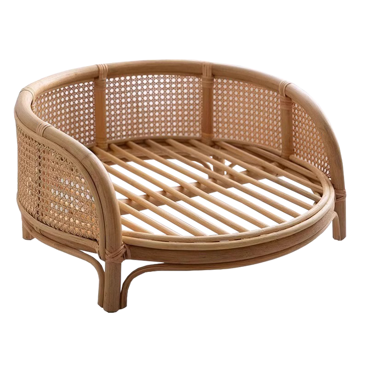 Natural Rattan Pet Bed for Cozy Elevated Lounging