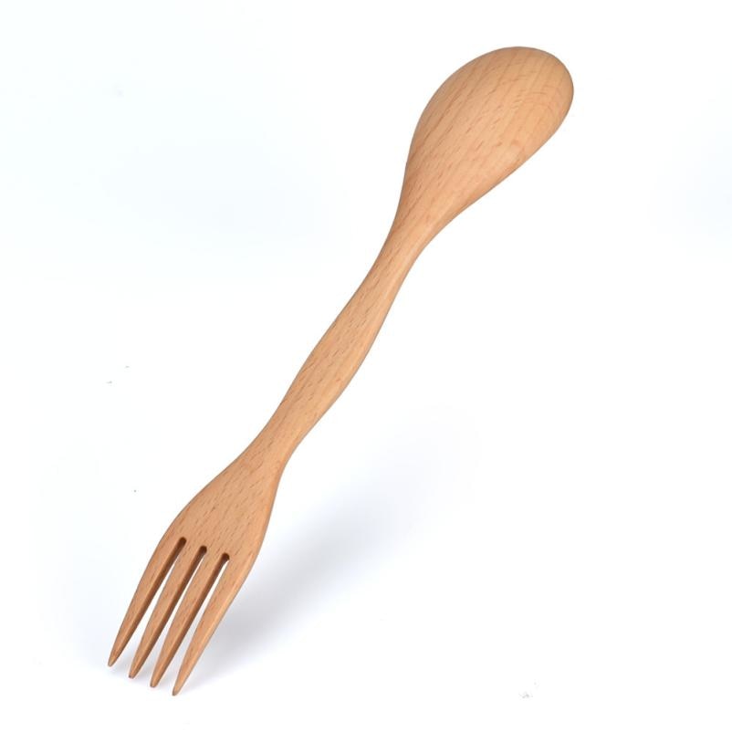 Natural Wood Spork: Spoon and Fork Combined for Travel
