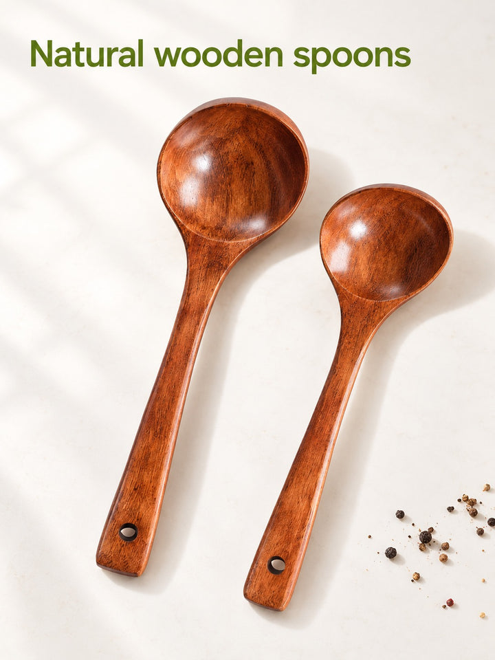 Natural Wooden Spoon Set That Protects Nonstick Pans