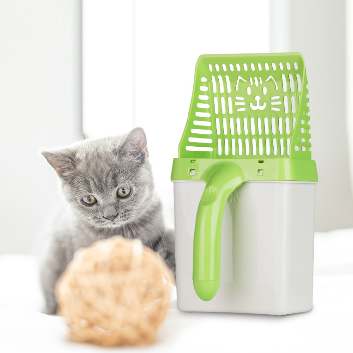 Cat Litter Scooper with Sifter and Waste Bag Storage