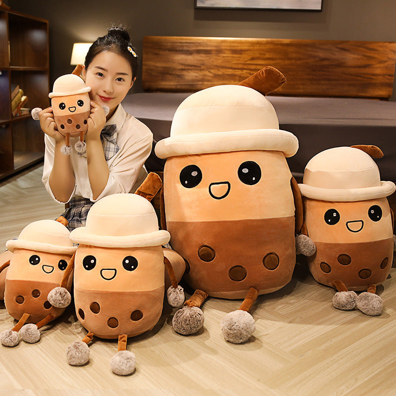 Milk Tea Plush Pillow for Cozy Café Character Décor