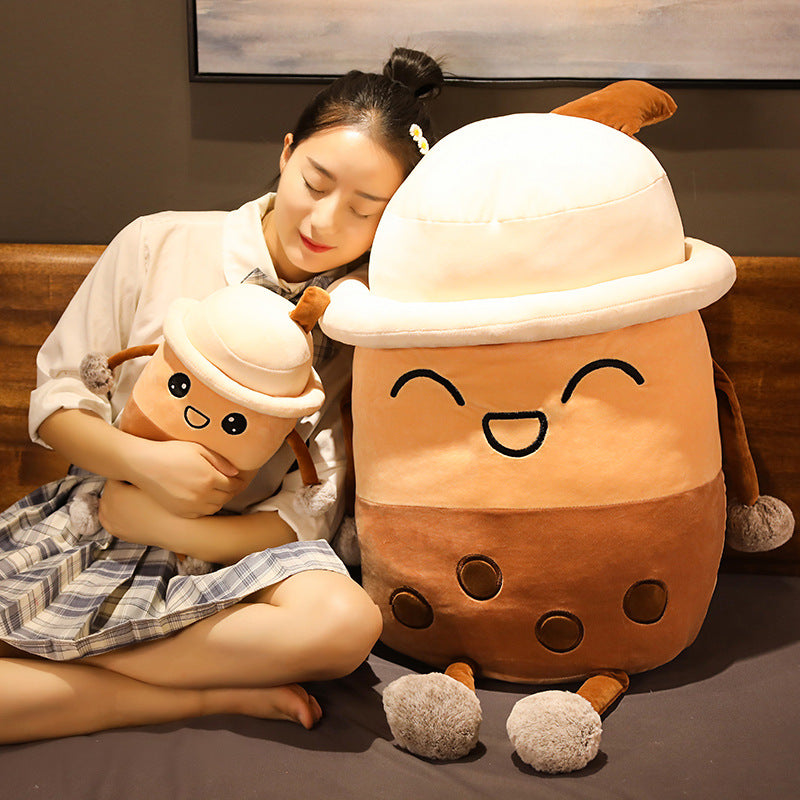 Milk Tea Plush Pillow for Cozy Café Character Décor