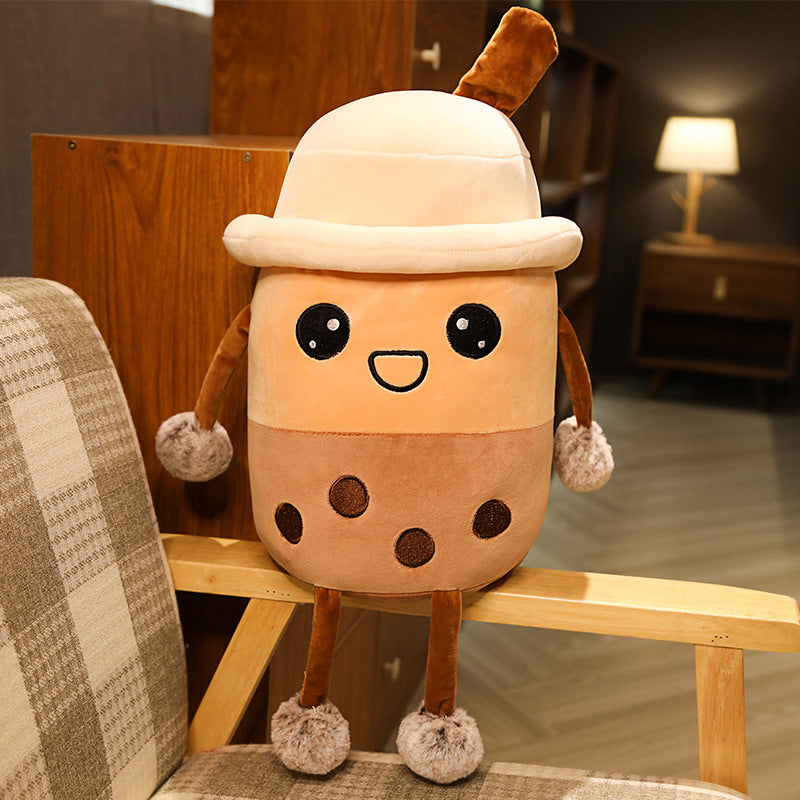 Milk Tea Plush Pillow for Cozy Café Character Décor