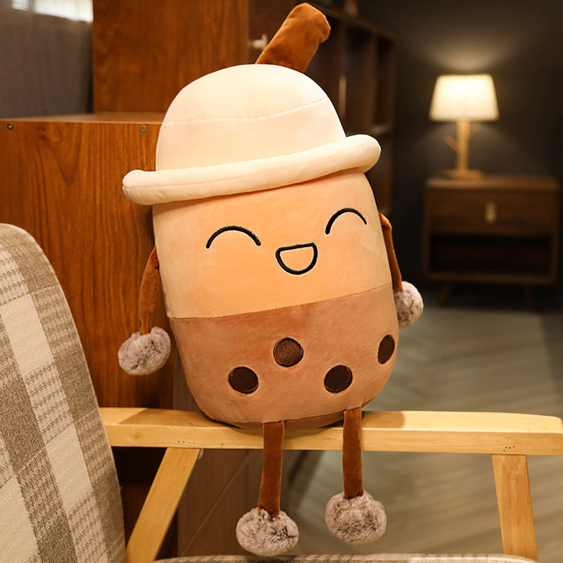 Milk Tea Plush Pillow for Cozy Café Character Décor
