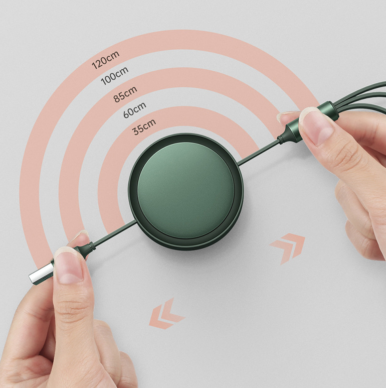 3-in-1 Retractable Charging Cable for Lightning & USB-C
