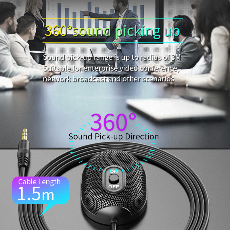 360° Conference Microphone with 3.5mm Plug for Group Calls