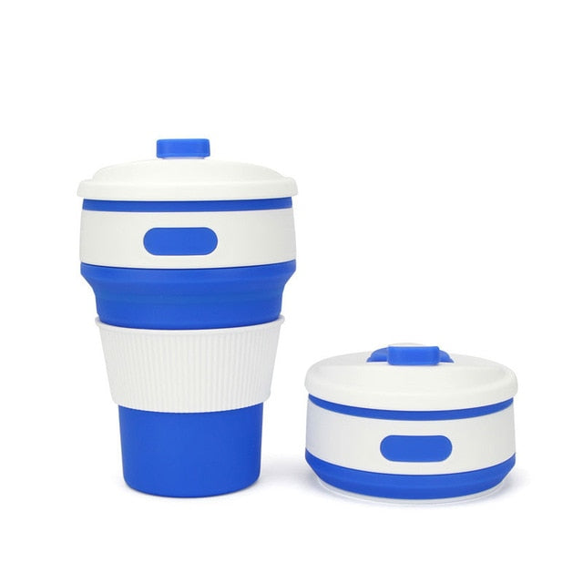 Collapsible Silicone Travel Cup, 350ml Folds Flat