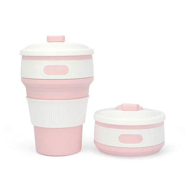 Collapsible Silicone Travel Cup, 350ml Folds Flat