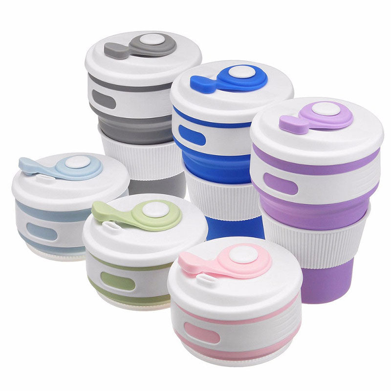 Collapsible Silicone Travel Cup, 350ml Folds Flat