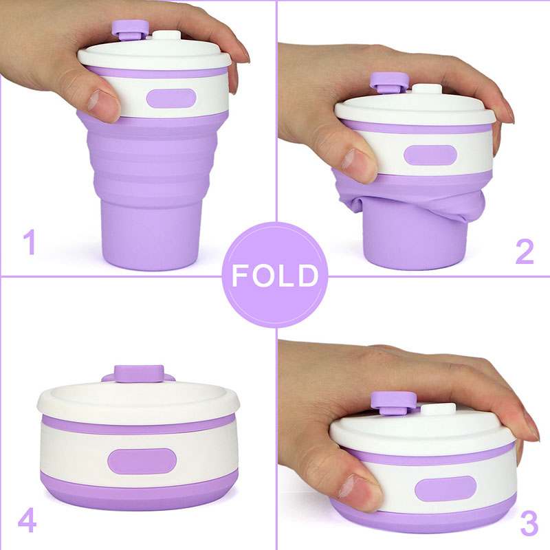 Collapsible Silicone Travel Cup, 350ml Folds Flat