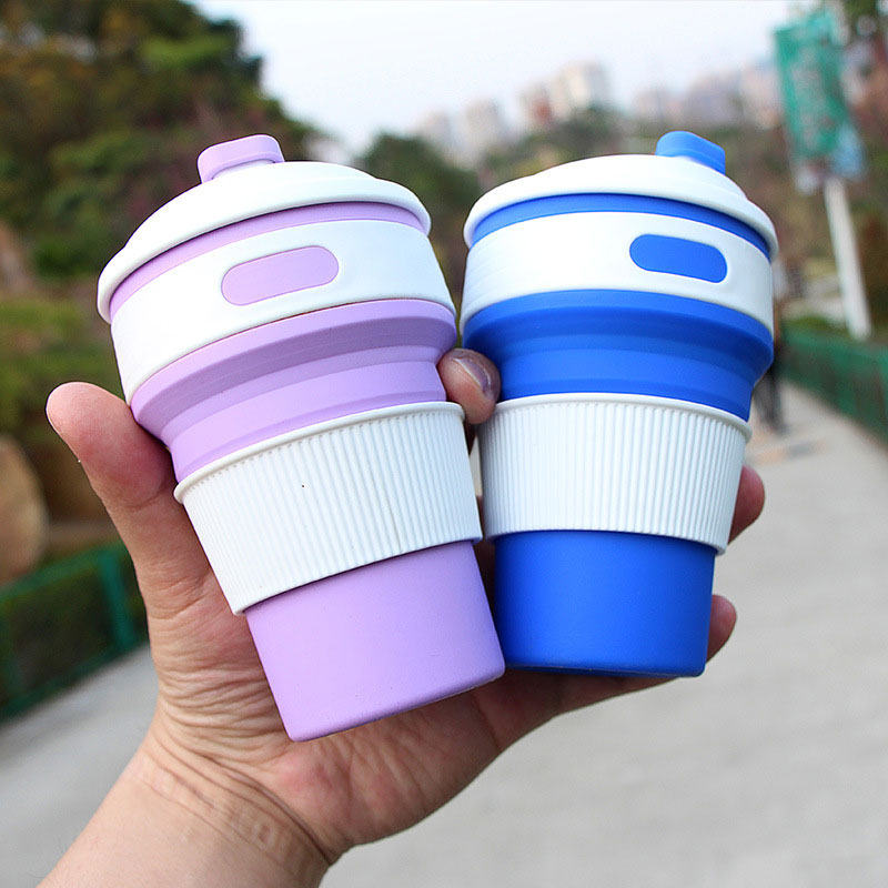 Collapsible Silicone Travel Cup, 350ml Folds Flat