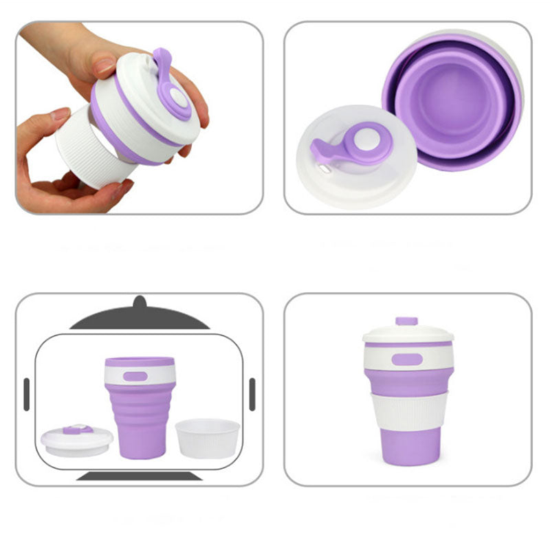 Collapsible Silicone Travel Cup, 350ml Folds Flat