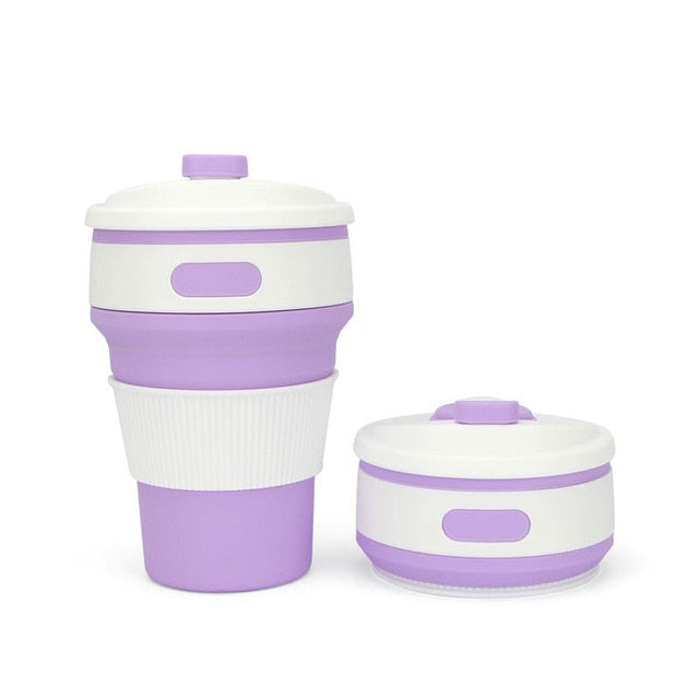 Collapsible Silicone Travel Cup, 350ml Folds Flat