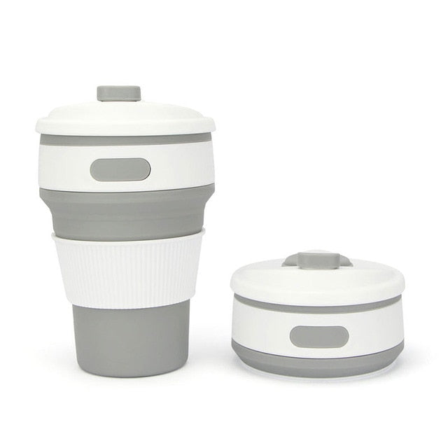 Collapsible Silicone Travel Cup, 350ml Folds Flat