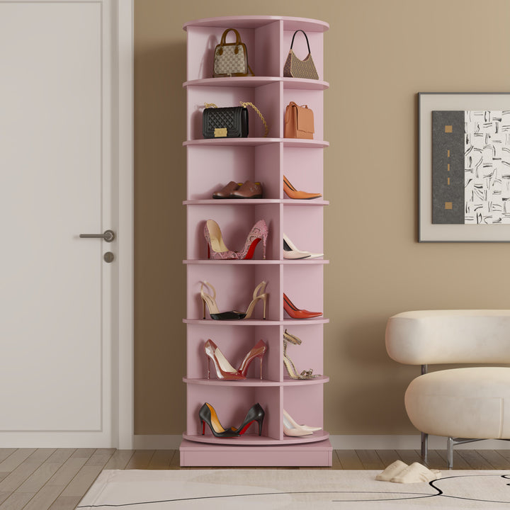 Rotating 360 Shoe Cabinet with 7 Layers, Holds 28 Pairs