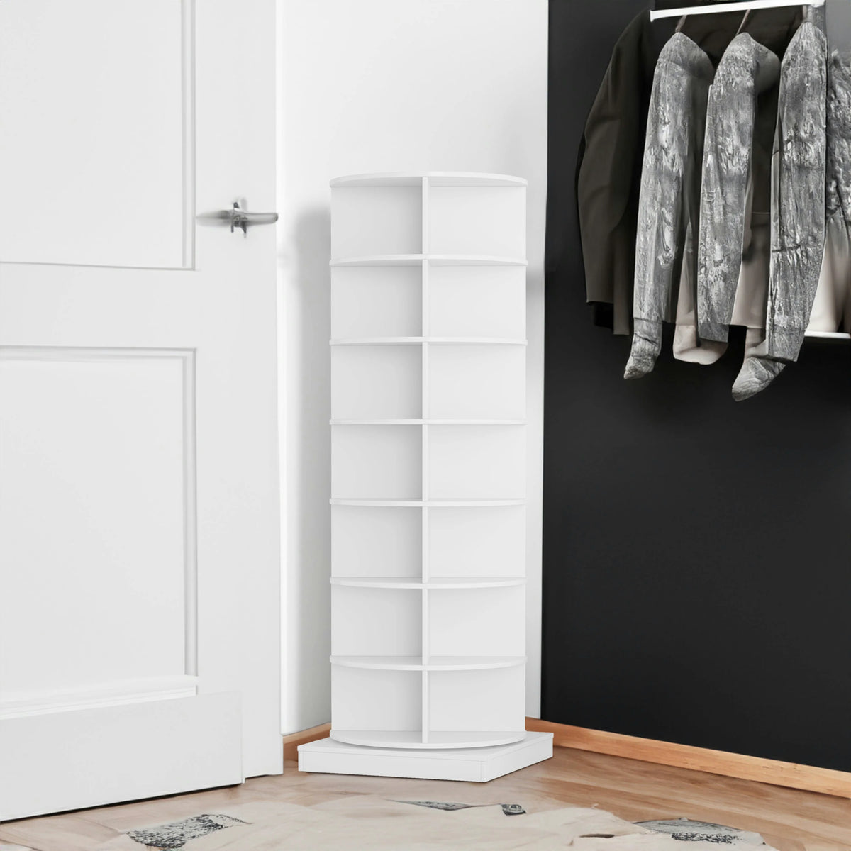 360 Rotating Shoe Cabinet with 7 Tiers Holds 28 Pairs