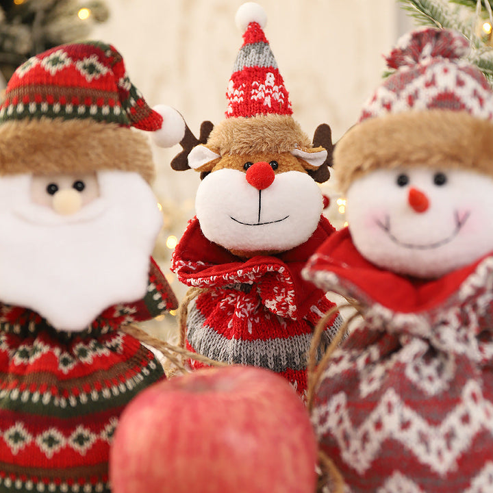Knitted Christmas Character Gift Bags, 3-Piece Set